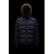 2022 Moncler Marque Short Down Jacket Mens Winter Fur Hooded Puffer Down Coat Outerwear Night Blue