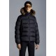 2022 Moncler Marque Short Down Jacket Mens Winter Fur Hooded Puffer Down Coat Outerwear Night Blue