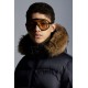 2022 Moncler Marque Short Down Jacket Mens Winter Fur Hooded Puffer Down Coat Outerwear Night Blue