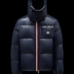 2022 Moncler Montbeliard Outdoor Short Down Jacket Mens Winter Hooded Puffer Down Coat Outerwear Night Blue