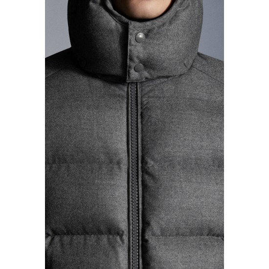 2022 Moncler Montgenevre Short Down Jacket Mens Winter Hooded Puffer Down Coat Outerwear Melange Medium Gray