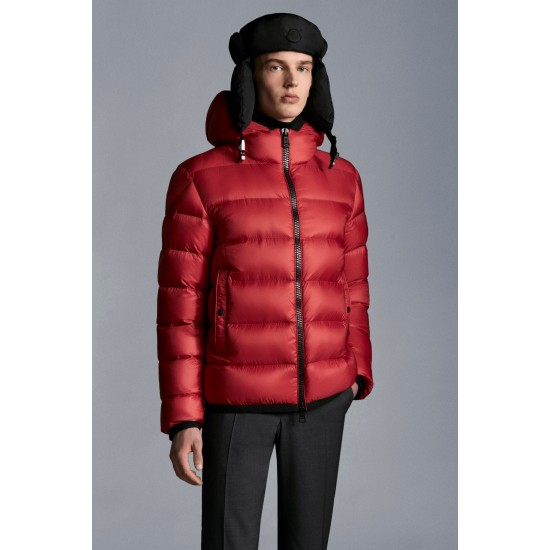 2022 Moncler Myosotis Short Down Jacket Hooded Mens Down Puffer Coat Winter Outerwear Scarlet Red