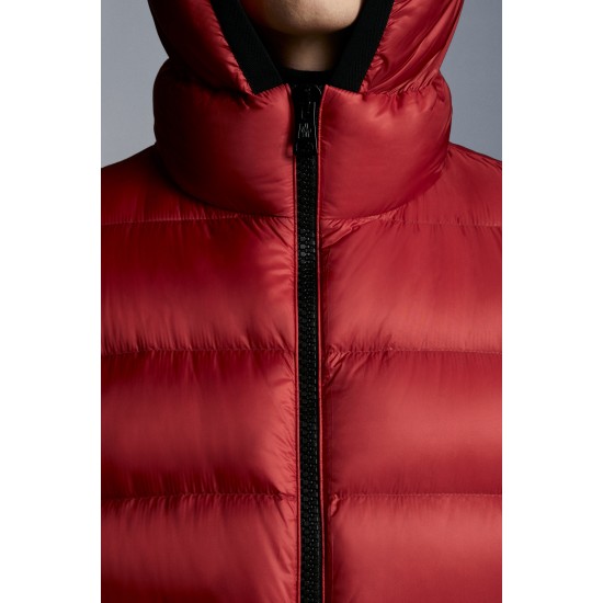 2022 Moncler Myosotis Short Down Jacket Hooded Mens Down Puffer Coat Winter Outerwear Scarlet Red