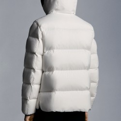 2022 Moncler Odart Short Down Jacket Mens Hooded Winter Puffer Down Coat Outerwear Off White