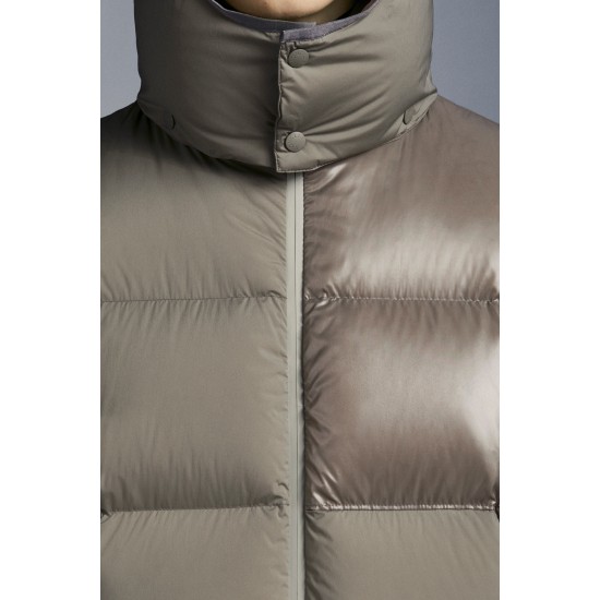 2022 Moncler Pallardy Casual Short Down Jacket Mens Puffer Down Coat Hooded Zip Up Winter Outerwear Beige