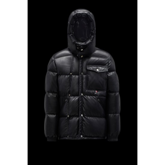 2022 Moncler Promio Leather Jacket Casual Short Down Jackets Mens Down Coat Winter Outerwear Black