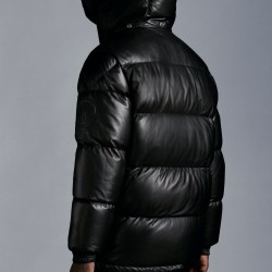 2022 Moncler Promio Leather Jacket Casual Short Down Jackets Mens Down Coat Winter Outerwear Black