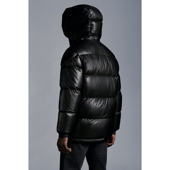 2022 Moncler Promio Leather Jacket Casual Short Down Jackets Mens Down Coat Winter Outerwear Black