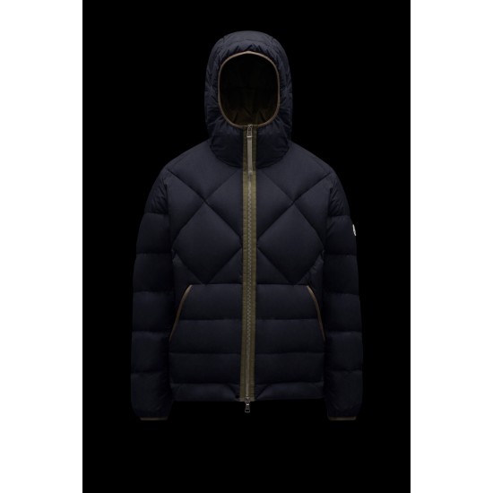 2022 Moncler Reynaud Short Down Jacket Mens Hooded Winter Puffer Down Coat Outerwear Night Blue