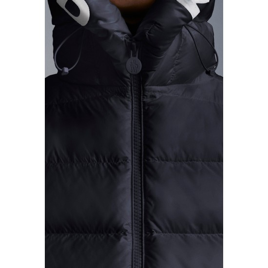 2022 Moncler Salzman Short Down Jacket Mens Winter Hooded Puffer Down Coat Outerwear Night Blue