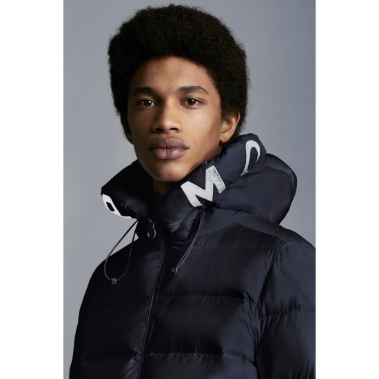 2022 Moncler Salzman Short Down Jacket Mens Winter Hooded Puffer Down Coat Outerwear Night Blue