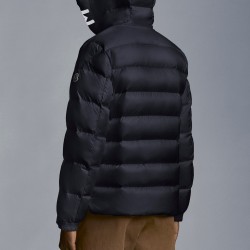 2022 Moncler Salzman Short Down Jacket Mens Winter Hooded Puffer Down Coat Outerwear Night Blue