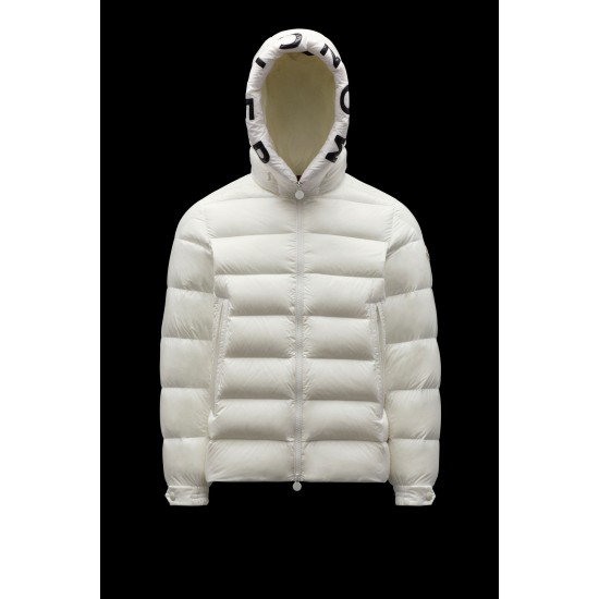 2022 Moncler Salzman Short Down Jacket Mens Winter Hooded Puffer Down Coat Outerwear Off White