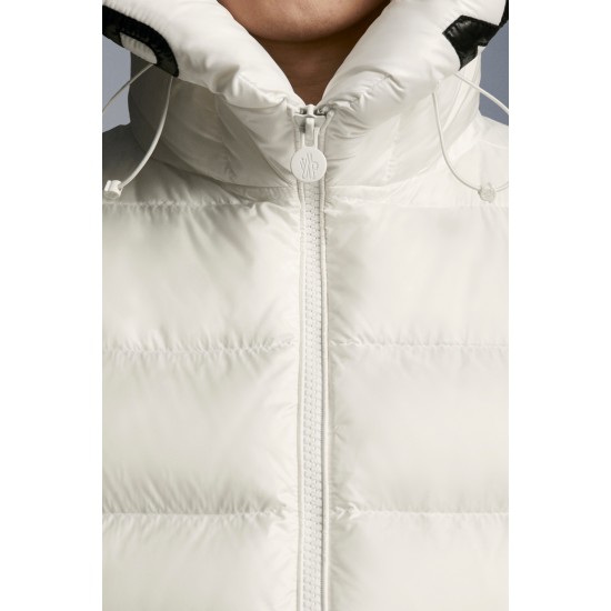 2022 Moncler Salzman Short Down Jacket Mens Winter Hooded Puffer Down Coat Outerwear Off White