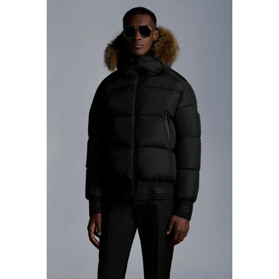 2022 Moncler Veyre Fur Hooded Jacket Casual Short Purffer Down Jackets Mens Down Coat Winter Outerwear Black