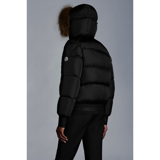 2022 Moncler Veyre Fur Hooded Jacket Casual Short Purffer Down Jackets Mens Down Coat Winter Outerwear Black