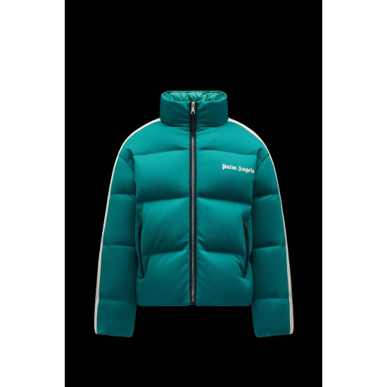 8 MONCLER PALM ANGELS Rodman Short Down Jacket Men Down Puffer Coat Winter Outerwear Bright Green