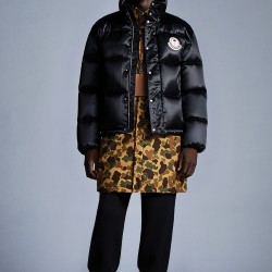 8 MONCLER PALM ANGELS Yountville Short Down Jacket Men Down Puffer Coat Winter Outerwear Black