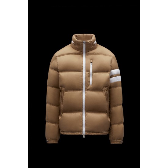 MONCLER Delaume Short Down Jacket Men Puffer Down Coat Winter Outerwear Camel Beige