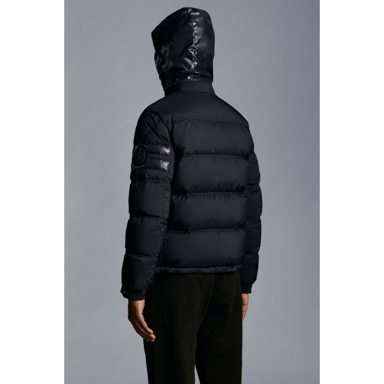 MONCLER Delaume Short Down Jacket Men Puffer Down Coat Winter Outerwear Night Blue