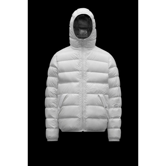 MONCLER Freville Down Jacket Mens Hooded Puffer Down Coat Winter Outerwear Reversible Off White Silver