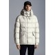 MONCLER Grimblat Short Down Jacket Mens Hooded Puffer Down Coat Winter Outerwear Ivory White