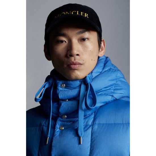 MONCLER Grimblat Short Down Jacket Mens Hooded Puffer Down Coat Winter Outerwear Sky Blue