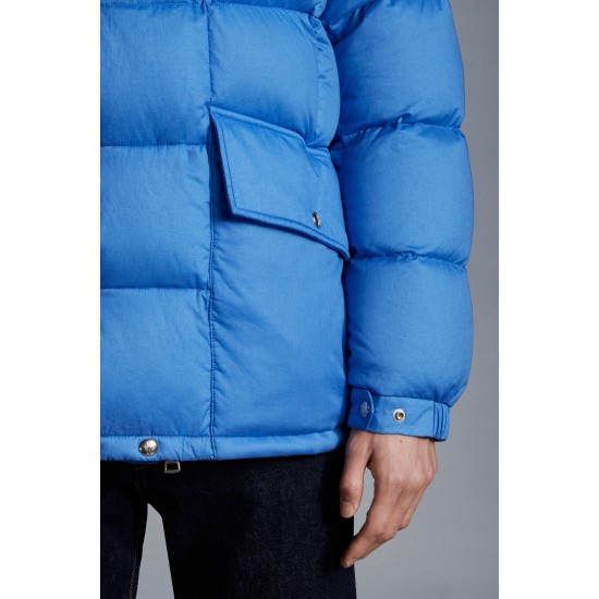 MONCLER Grimblat Short Down Jacket Mens Hooded Puffer Down Coat Winter Outerwear Sky Blue