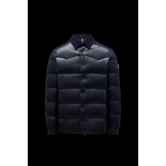 MONCLER Lemoine Overshirt Down Jacket Men Winter Down Coat Outerwear Night Blue