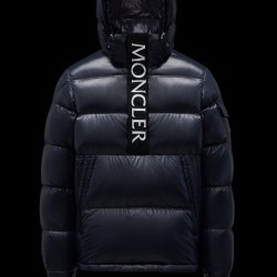 MONCLER Maury Down Jacket Mens Hooded Puffer Down Coat Winter Outerwear Night Blue