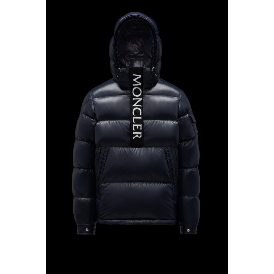 MONCLER Maury Down Jacket Mens Hooded Puffer Down Coat Winter Outerwear Night Blue