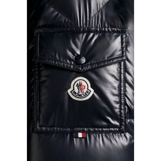 MONCLER Maury Down Jacket Mens Hooded Puffer Down Coat Winter Outerwear Night Blue