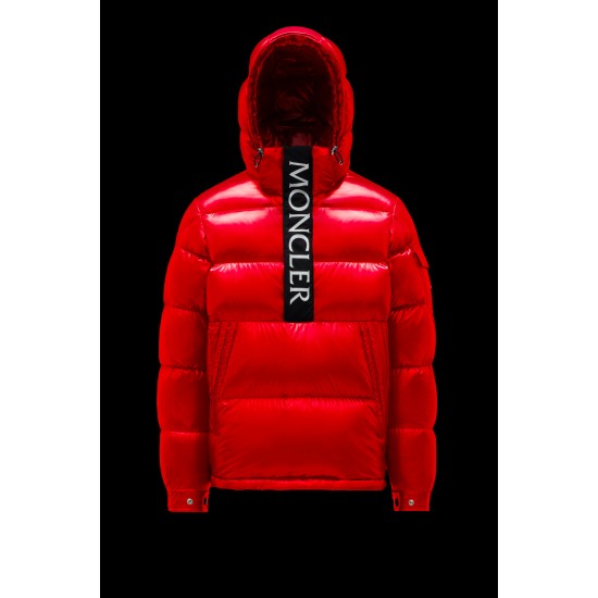 MONCLER Maury Down Jacket Mens Hooded Puffer Down Coat Winter Outerwear Ruby Red