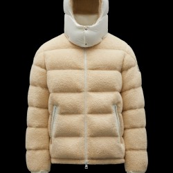 MONCLER Michon Down Jacket Mens Hooded Puffer Down Coat Winter Outerwear Sand Beige