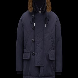 MONCLER Rolland Short Down Jacket Mens Hooded Puffer Down Coat Winter Outerwear Night Blue