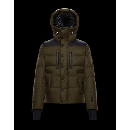 Moncler GRENOBLE Mens Puffers Hooded Down Jackets Short Casual Style Army Green