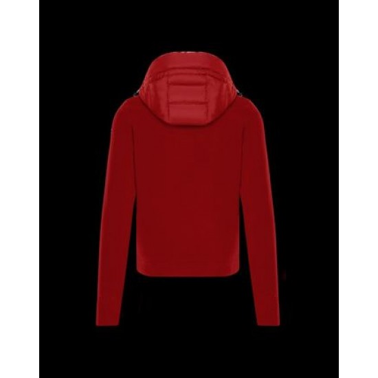 Moncler GRENOBLE Nylon Plain Logo Mens Padded Hooded Down Jackets Red