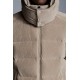 Moncler Maya Corduroy Jacket Short Quilted Down Jackets Mens Hooded Puffer Coat Winter Outwear Melange Light Gray