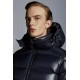 Moncler Maya Short Quilted Down Jacket Mens Hooded Puffer Coat Winter Outwear Night Blue