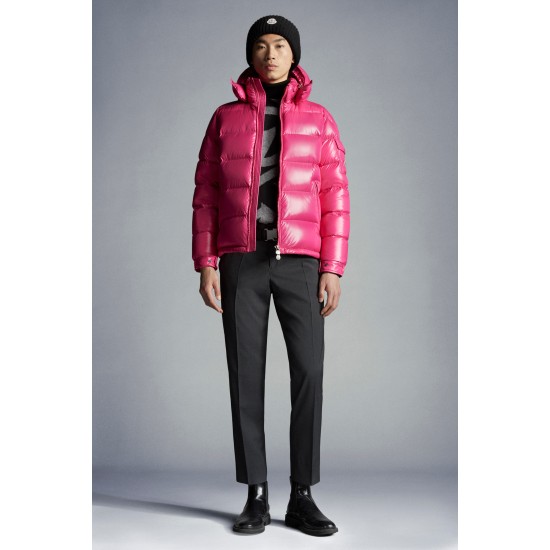 Moncler Maya Short Quilted Down Jacket Mens Hooded Puffer Coat Winter Outwear Pink