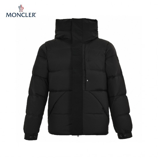 New 22FW Moncler Madeira Hooded Short Black Long Sleeves Down Jacket