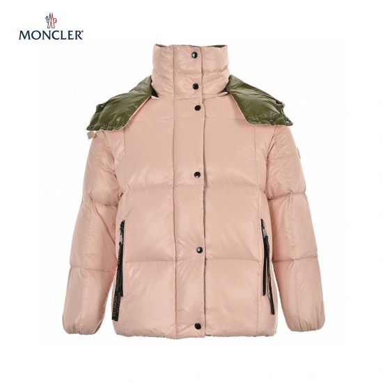 Best 23FW Moncler Parana Hooded Long Sleeves Short Down Jacket Pink Coats