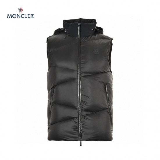 Latest 23FW Moncler Tago Black Sleeveless Hooded Down Vest Outerwear