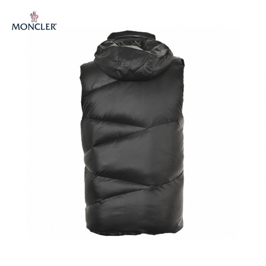 Latest 23FW Moncler Tago Black Sleeveless Hooded Down Vest Outerwear