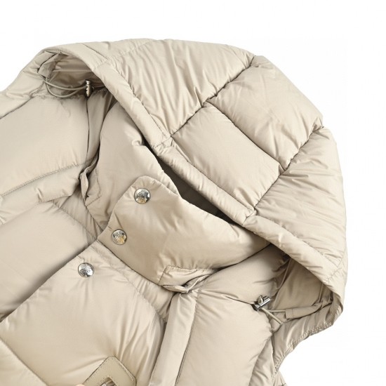 Sale Moncler Bauges Detachable Long Sleeves Short Down Jacket Beige Coats
