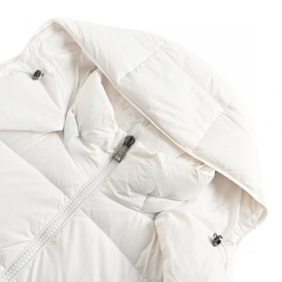 Best Moncler Maire Hooded Quilted Shell White Long Sleeves Down Jacket