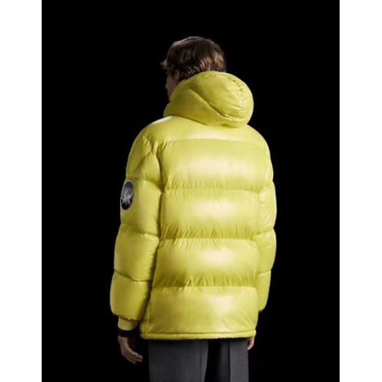 Moncler Anthermy Fragment Down Puffer Jacket Mens Hooded Down Coat Outwear Yellow