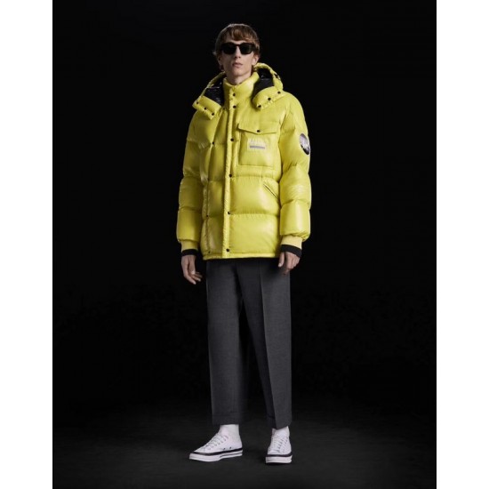 Moncler Anthermy Fragment Down Puffer Jacket Mens Hooded Down Coat Outwear Yellow