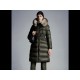 Moncler Down Jacket Women Long Coat Winter Ourtwear With Fur Collar Hat Boedic Army Green