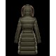 Moncler Down Jacket Women Long Coat Winter Ourtwear With Fur Collar Hat Boedic Army Green